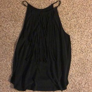 American Eagle Fringe Black Tank Top